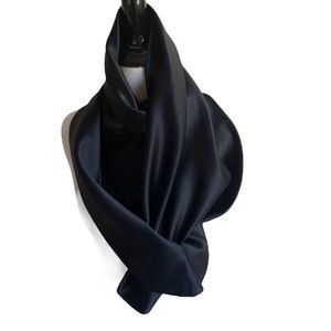 Elizabeth Gillett NYC Black Satin Smooth Formal Dressy Scarf Luxury
